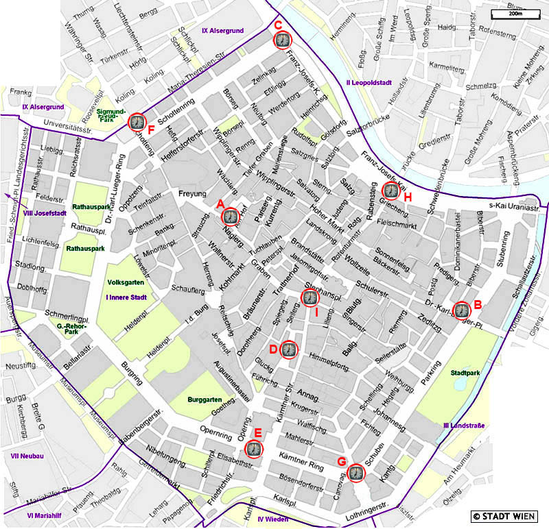 Würfeluhren im 1. Bezirk - Innere Stadt