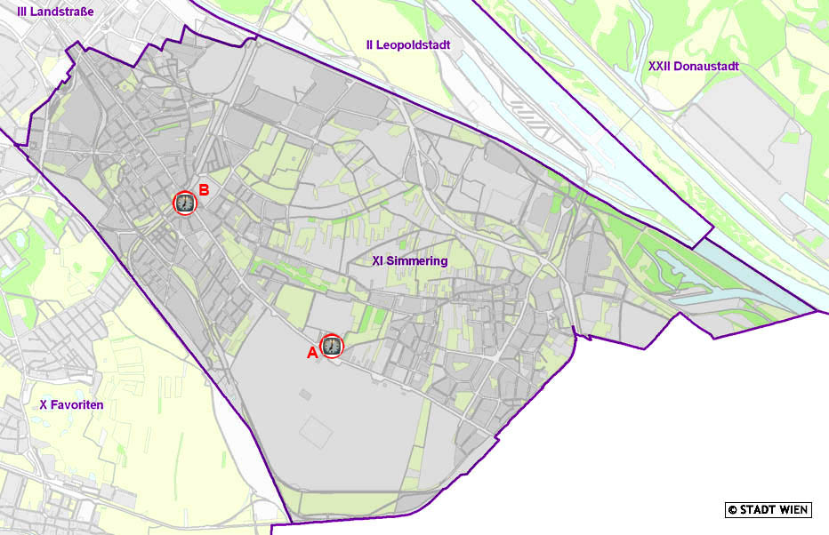 Würfeluhren im 11. Bezirk
