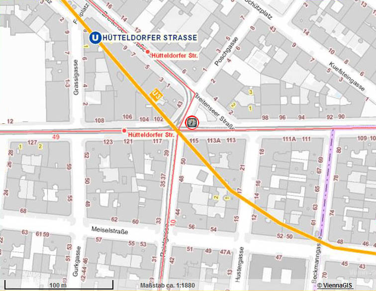 Plan H&uuml;tteldorfer Stra&szlig;e /Reinlgasse