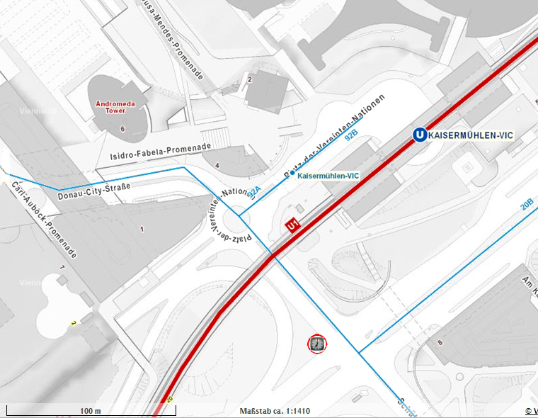 Plan Wagramer Stra&szlig;e / Sch&uuml;ttaustra&szlig;e